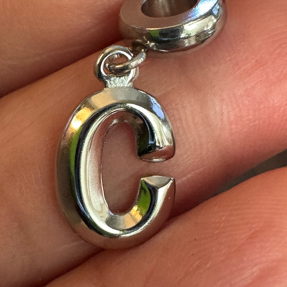 Silver Initial C Charm Pendant - image 3